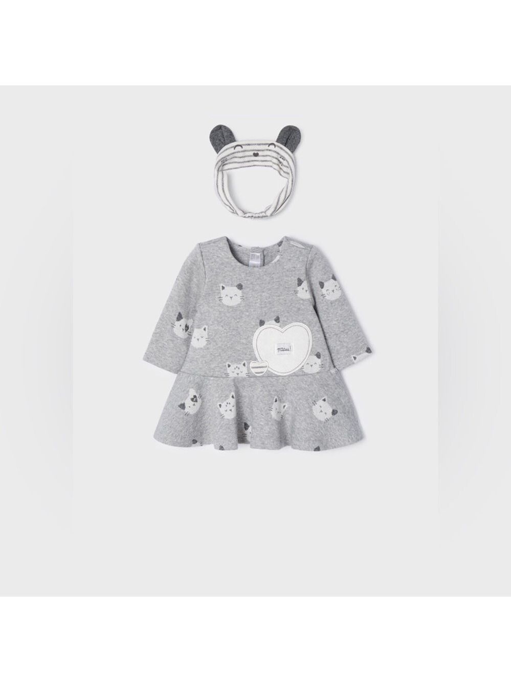 Mayoral Gray Dress with Cute Bear Design